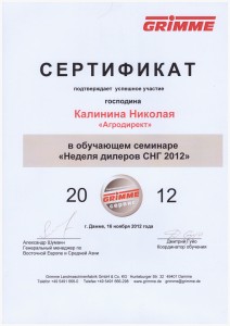 Гримме 2012, Калинин